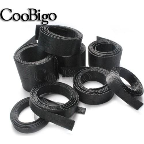 50 Yards Nylon Webbing Strap Textile Fabric Roll Polypropylene Band Tape Sewing Accessories Black Herringbone Woven 10mm - 50mm