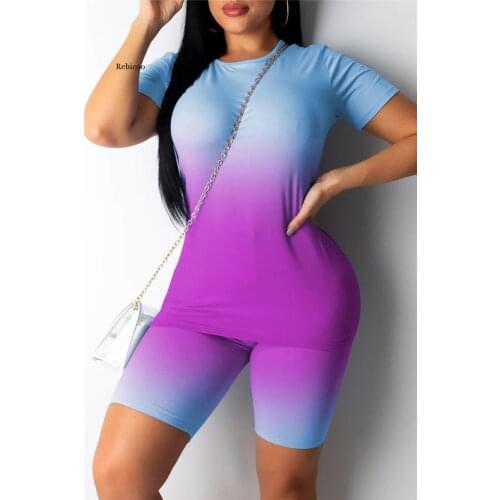Summer Tie Dye Running Yoga Sets Sports Suit for Women T-Shirt+Shorts Gym Workout Clothes Tracksuits 2Pieces Seamless Tracksuit