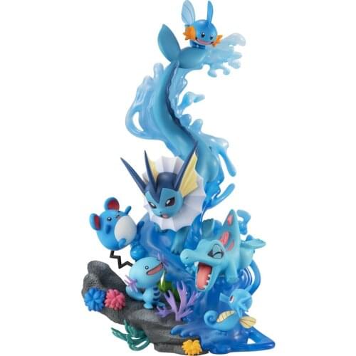 MegaHouse MH GEM Water Type Pokemon Vaporeon Horsea Marill Mudkip Action Figure Model Ornament Toys Birthday Gifts