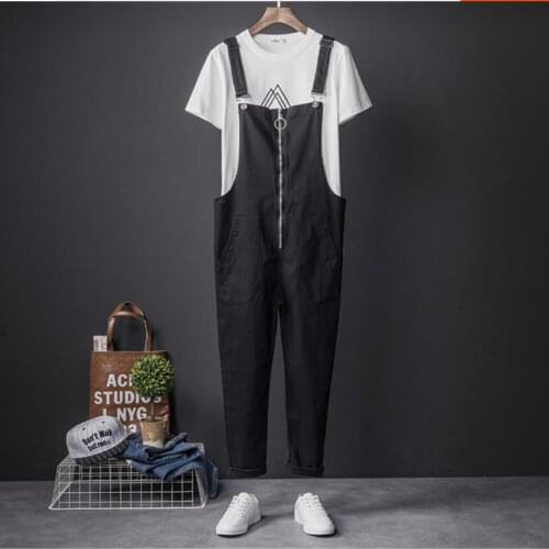 S-3xl Spring And Autumn Mens Suspenders Korean One-piece Casual Pants Tide Feet Trousers Couple Models Tooling Bib Pants