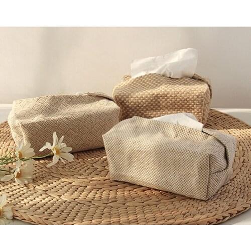 Desk Paper Holder Home Office Car Living Room Dining Table Cotton Linen Cloth Art Tissue Boxes Simple Paper Box Napkin Case