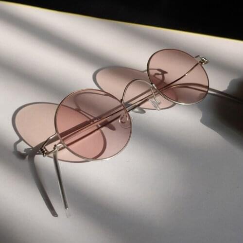 Handmade custom screwless round diameter 38mm small round frame prescription glasses retro optical glasses light brown,gray lens