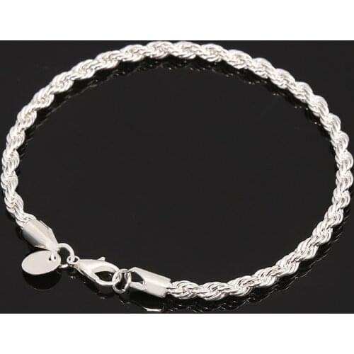 New Silver Plated Jewelry For Women And Men Fashion Silver Plated Chain Charm Flash Twisted Rope Bracelet Jewelry Bracelet