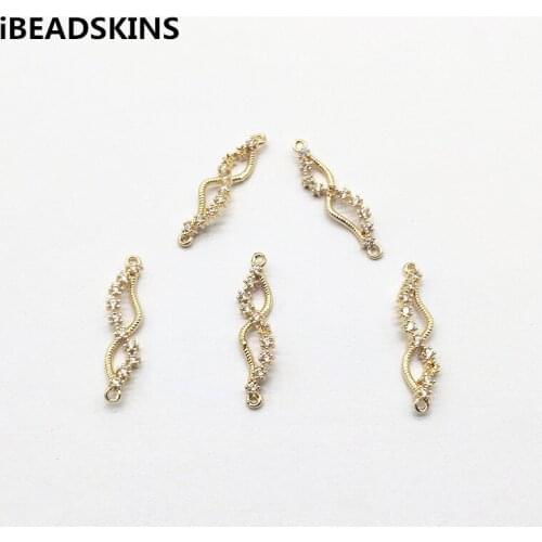 New arrival! 25x6mm 50pc Copper/zircon 8-shape Connectors for HandMade Earrings Parts Jewelry Findings Jewelry Necklace DIY