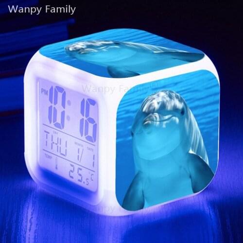 2021 New Super cute dolphins Alarm Clocks Color Changing Digital Alarm Clocks For Childrens Birthday Gift toys alarm clocks