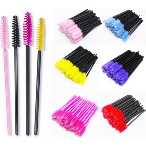 QSTY 50Pcs Eyelash Brushes Makeup Brushes Disposable Mascara Wands Applicator Spoolers Eye Lashes Cosmetic Brush Makeup Tools