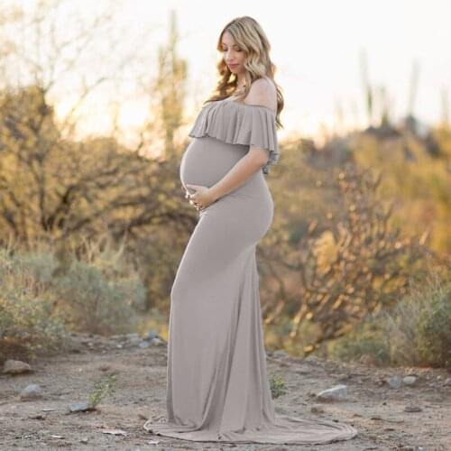 Maxi Fishtail Maternity Dresses For Photo Shoot Off Shoulder Maternity Photography Props Pregnancy Dress Photography Vestidos