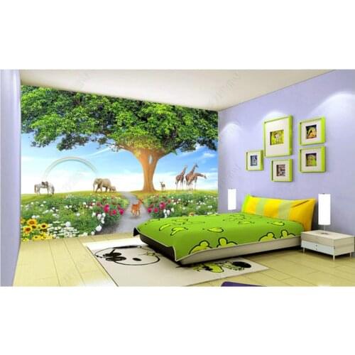 Custom photo wallpaper for walls 3 d murals Modern Modern cartoon tree animal world childrens room garden background wall paper