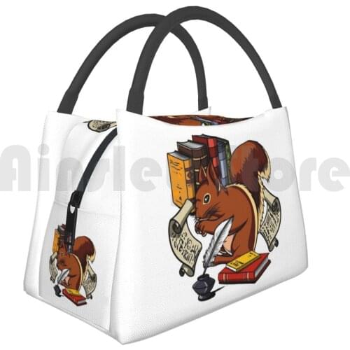 Portable Insulation Bag Squirrel Reading Book Cute Squirrel Squirrel Lover Gifts Funny Squirrel Animal