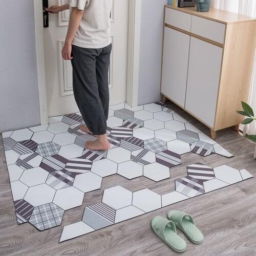 DIY Freely Cut Door Mat Carpet Geometric Pattern Home Indoor Outdoor Entry Door Mats Oil-proof Waterproof PU Leather Mats Carpet