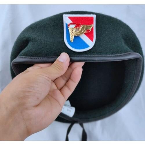 Us Army 11th Special Forces Group Wool Blackish Green Beret & AIRBORNE SPECIAL FORCES PATHFINDER BADGE Military Hat