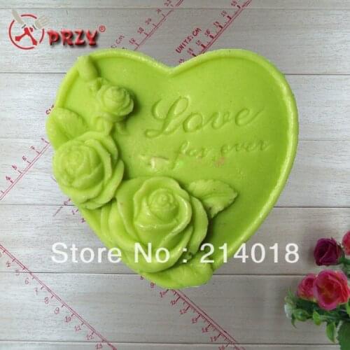 3D Silicone Soap Mold Flower Chocolate Mould Candle Polymer Clay Molds Crafts Rubber PRZY Eco-friendly Heart Love Rose 001