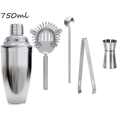 SUNFILI Stainless Steel Cocktail Shaker Mixer Set Bar Measures Jigger Wine Pourer with Cap For Bar Party Bartender Tools