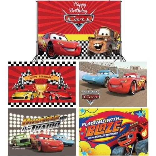 Customized Boys1st Birthday Party Photography Vinyl Backdrops Disney Cars Theme Backdrop Photography Background for Photo Studio