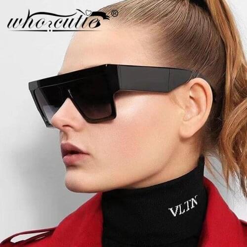 WHO CUTIE New Fashion Square Women Sunglasses Thick Frame Shades Eyewear Vintage Oversized Rectangular Sun Glasses Oculos Female