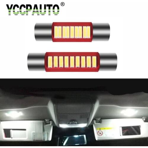 YCCPAUTO 10Pcs T6 C5W Led Car Vanity Mirror Lights 28mm 31mm Dome Reading Lamps 4014 9-SMD T-Shape White Bulb 12V