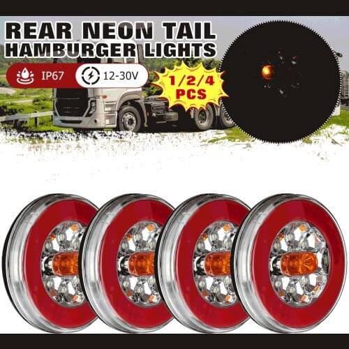 1/2/4x LED 12-24V Truck Taillight For Car Trailer Lorry RV Bus 4in1 Dynamic Tail Trun Signal Reverse Lamp Rear Brake Stop Light