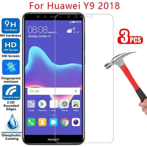 Protective tempered glass for huawei y9 2018 screen protector on y 9 9y y92018 film huawey huwei hawei huawi huawe huawai honor