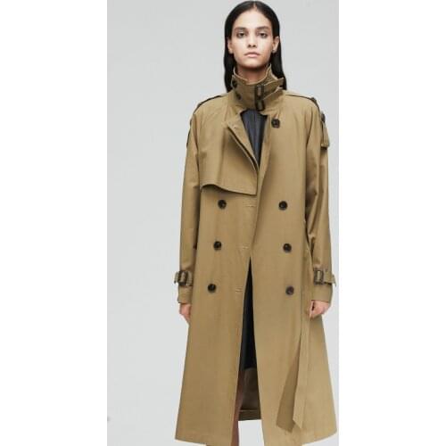 Windbreaker Womens 2020 Autumn Winter European American Loose Over-the-Knee Temperament Casual Popular Cotton Long Coat Women