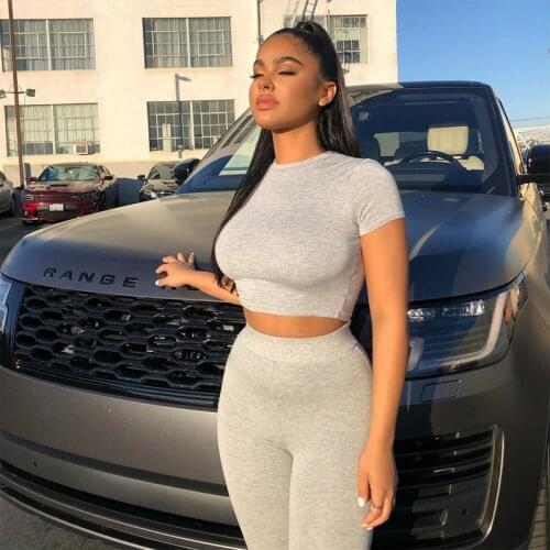 White Black Brown Ladies Tracksuit Female 2 Two Piece Sets Women Outfits Crop Top Leggings Matching Sets Sweat Suits 2021