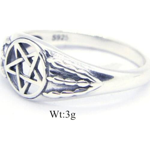 Size 6-10 Dropship925 Sterling Silver Pentagram Ring Newest Lady Girls S925 Hollow Out Star Ring