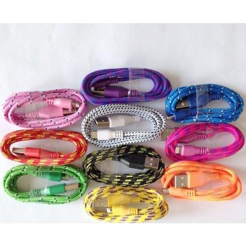 1M Colorful Braided 8 Pin USB Charger Data Sync Charge Cable