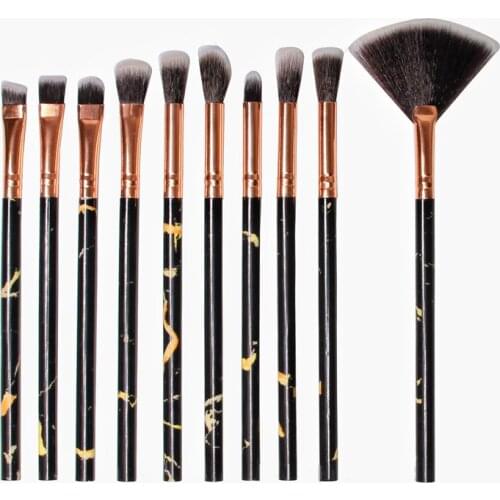 10Pcs/Set Eye Shadow Makeup Brushes Marbling Handle Cosmetic Eyeshadow Eyeliner Eyebrow Cosmetic Make up Brush Kit