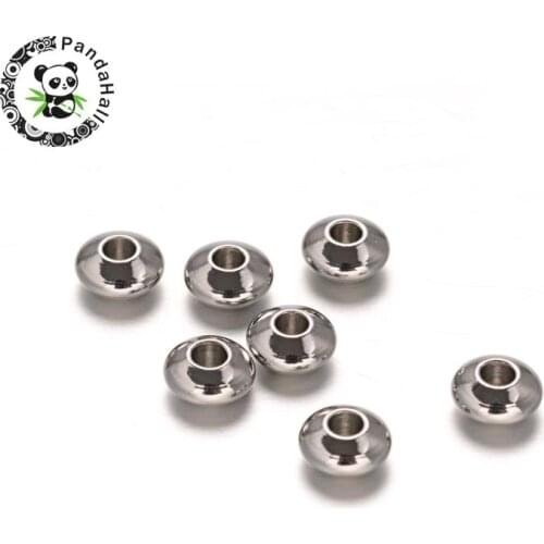 100pcs 6x3mm Flat Round 304 Stainless Steel Bead Spacers for Jewelry Making DIY Accessories Findings Hole: 2mm