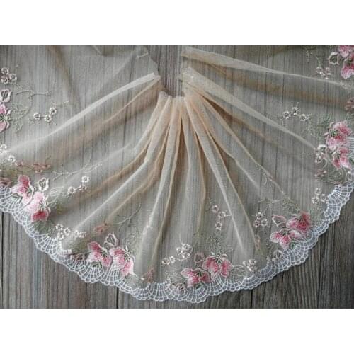 2 Yards/lot 20cm Width Orange Beautiful Venise Embroidery Lace Trim Lace Fabric DIY Wedding Dress Accessories