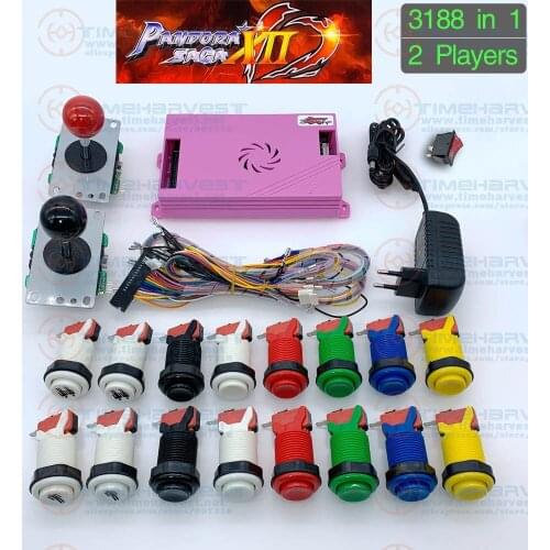 3188 in 1 Pandora Saga Box 12 DIY Arcade Kit game board 8 way joystick & American Style Push Button for 2 Playes Arcade Machine