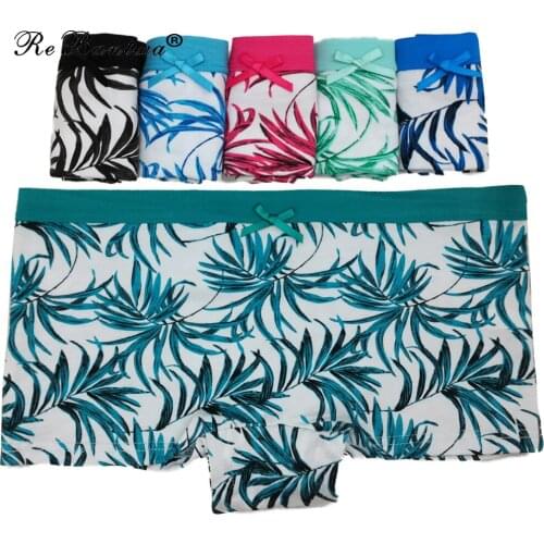 5 Pcs/Set Sexy Womens Panties Boxer Cotton Underpants Female Underwear Plus Size Ladies Shorts Kawaii Print Girls Boyshort