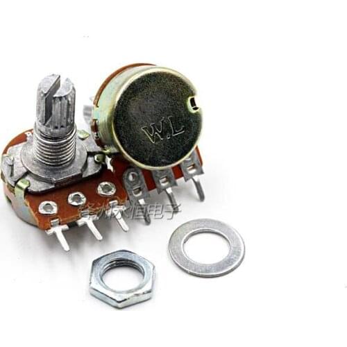 5pcs/lot WH148 1K 10K 20K 50K 100K 500K Ohm 15mm 3 Pin Linear Taper Rotary Potentiometer Resistor for Arduino with AG2 White cap