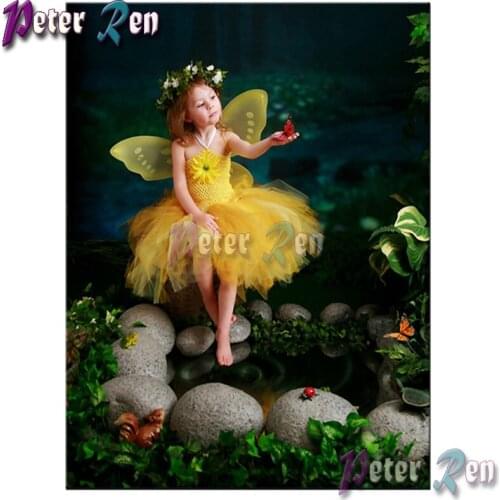 5d Fairy yellow butterfly girl Diamond painting DIY Square/round Rhinestones cross stitch embroidery Childrens decorative gifts