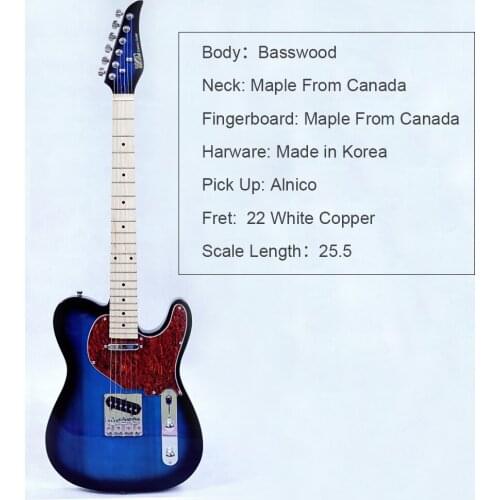 6 Strings Electric Guitar Basswood Body Maple Neck Maple Fingerboard Alnico Pick Up With Guitar Parts & Accessories