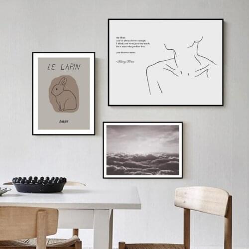 Abstract Painting Nordic Style Canvas Printed Decorative Painting Niche Line Poster Wall Painting Room Decorative Picture Paper