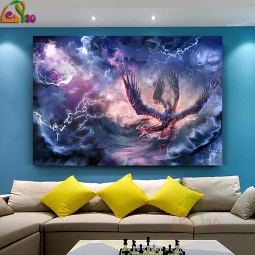 Diamond Painting Bird Handmade Gift Mosaic Peacock Embroidery Animal Lightning Cloud Phoenix Home Decoration Diamond Art