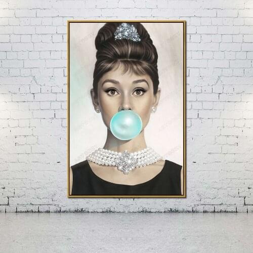 Artcozy Oil Canvas Painting audrey hepburn bubblegum For Home Decoration Wall Art