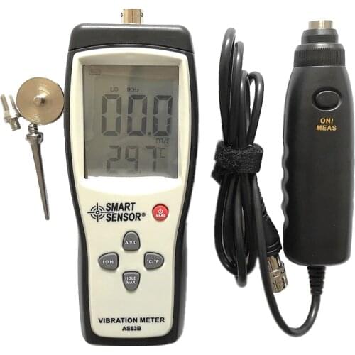 Digital vibration meter 10HZ~1KHZ 0.1~199.9m/s Precision Smart Sensor AS63B Vibration measurer Tester Gauge Analyzer W/Carry Box