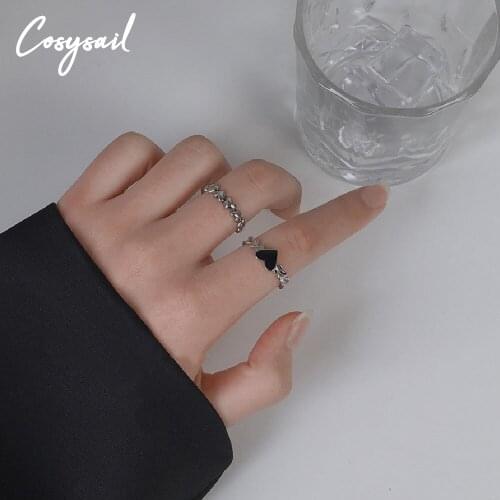 Cosysail Metal Punk Style Vintage Heart Chain Ring Ring Female INS Trendy Sexy Elegant Handmade Hip-hop Fashion Ring Jewelry