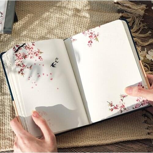 Color Inside Page Notebook Chinese Style Creative Hardcover Diary Books Weekly Planner Handbook Scrapbook Beautiful Gift