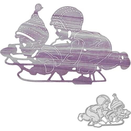 Kids Skiing Sledding Metal Cutting Dies Scrapbooking Stencil DIY Paper Card Decorative Embossing Craft Dies New