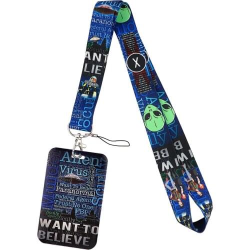 ER1152 New Alien Child Lanyard Id Badge Holder Keychain ID Card Pass Gym Mobile Badge Holder Key Holder Key Rings