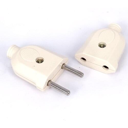 EU European 2 Pin AC Electrical Power Rewireable Plug Male Female Socket Outlet Adaptor Adapter W/ Wire Extension Cord Connector