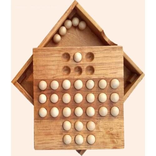 European Wooden Puzzles Classic Toys Marble Solitaire Chess Puzzles Games Intelligence Entertainment Toys For Children Adults