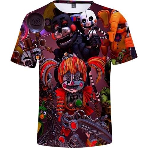 Fnaf 3d print t shirt tops Five Nights At FNAF punk tshirt t-shirt short sleeve summer plus size t shirts boys/girls clothes