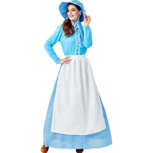 Halloween Vintage Womens Pioneer Maid Peasant Costume Colonial Dress