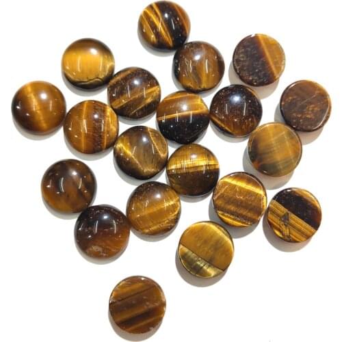 10 PCS Tiger Eye Stone Natural Stones Cabochon 12mm 14mm 16mm 18mm 20mm Round No Hole for Making Jewelry DIY