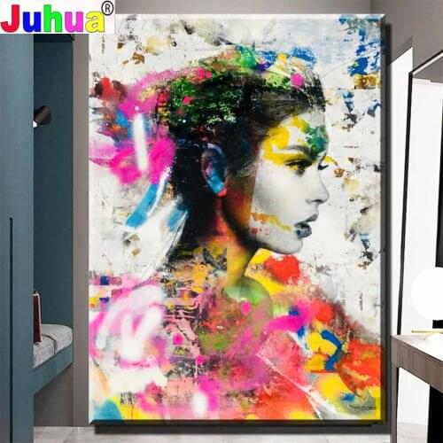 Full square DIY diamond embroidery Abstract Watercolor Woman 5D diamond painting Cross Stitch Rhinestone Portrait Mosaic Decor