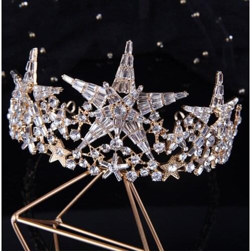 Star Queen Crowns Wedding Hair Accessories Handmade Crown