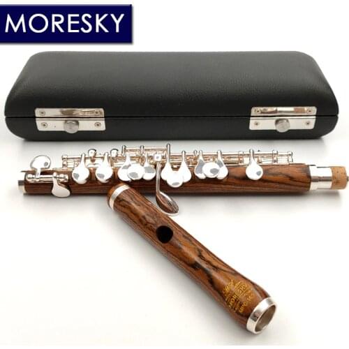 MORESKY Millettia Laurentii Piccolo C Key Cupronickel Flute Silver Plated Keys Wooden Body Material MPC-162